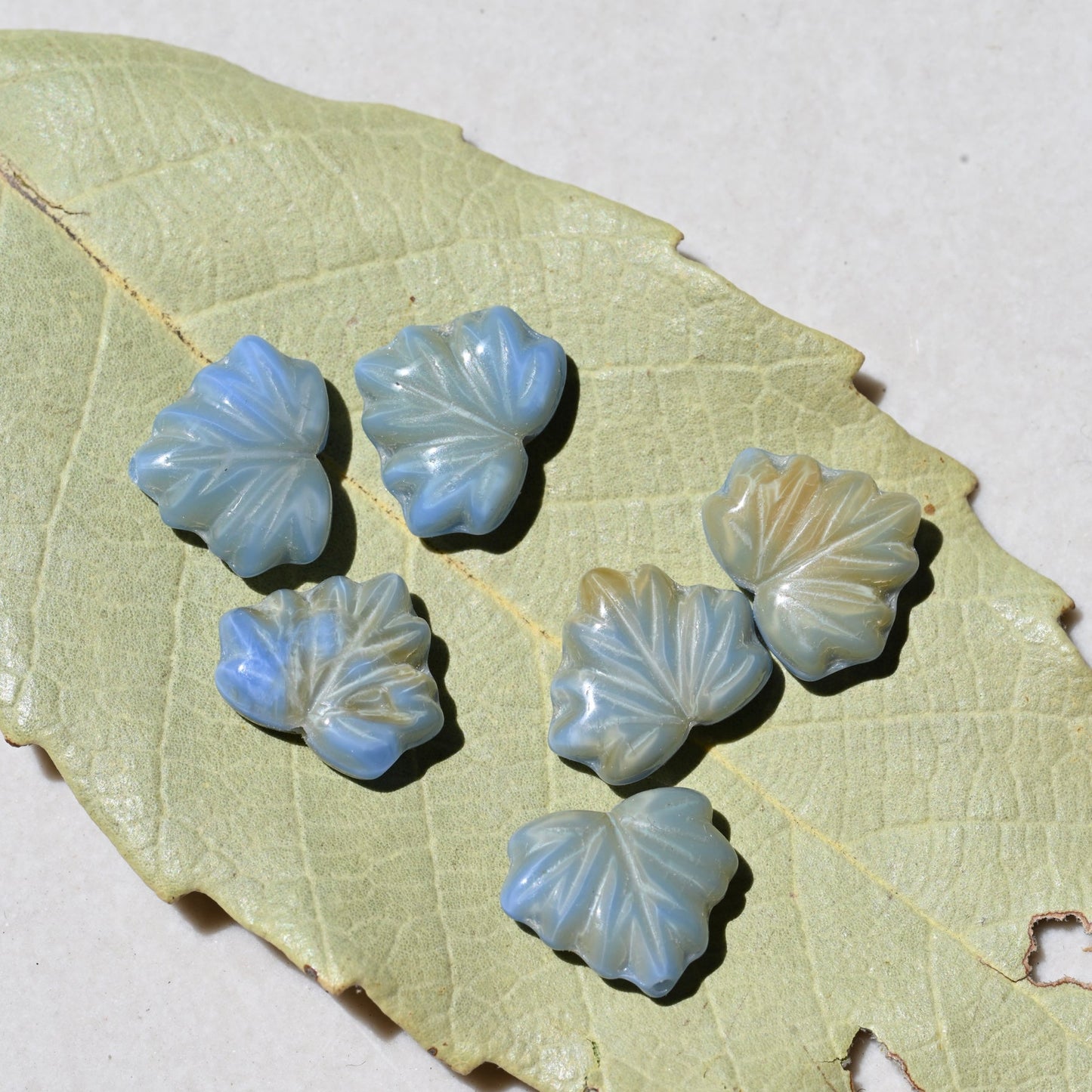 10pcs Czech Glass Beads Maple Leaf Shape 11x13mm Beads for Jewelry Making - BEADIFUL