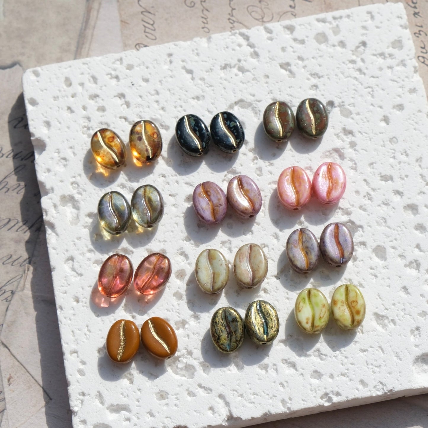 1pc 11x8mm Picasso Color Coffee Bean Czech Glass Beads for DIY Jewelry Making - BEADIFUL