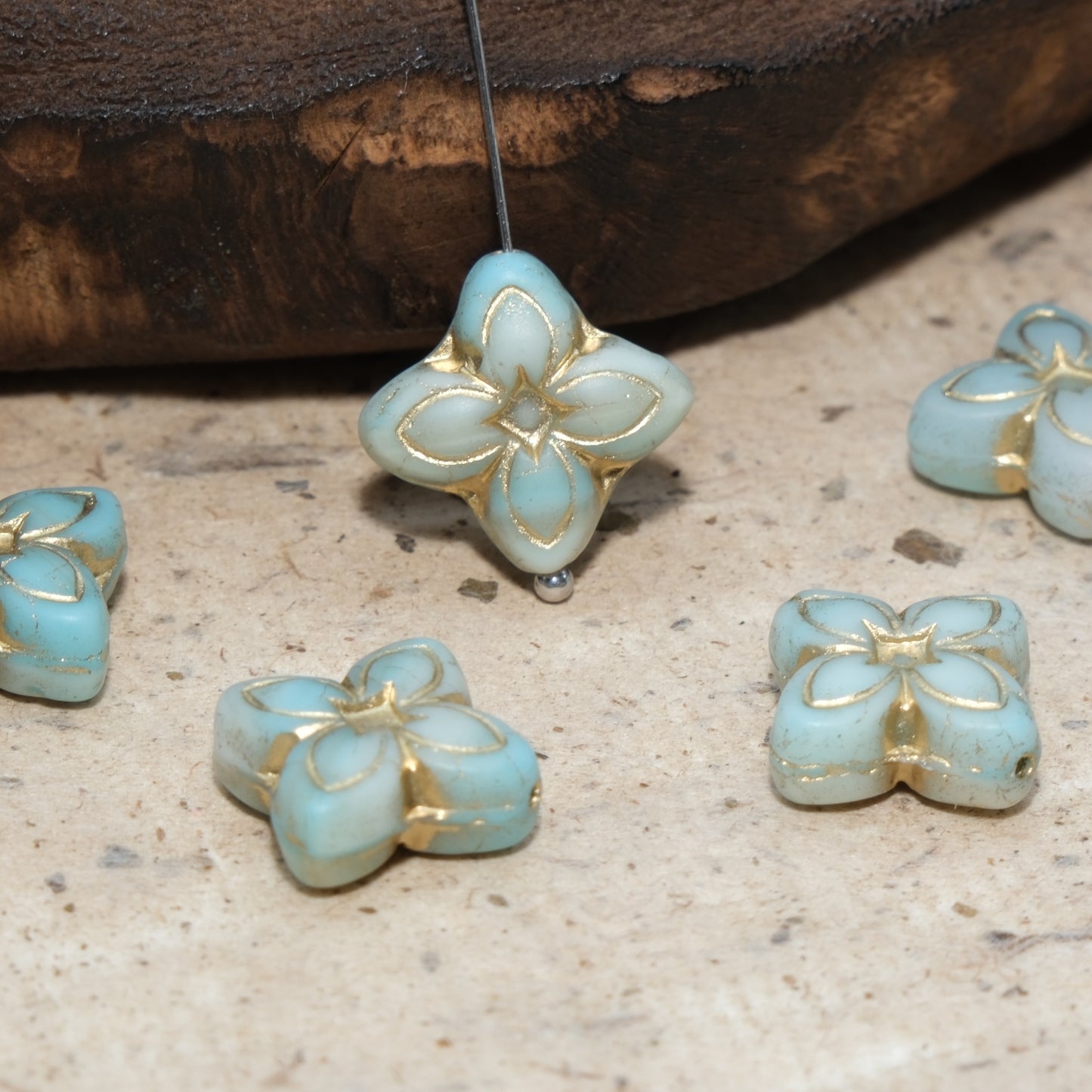 17mm Cross Flower Clover Czech Glass Beads for DIY Jewelry Making