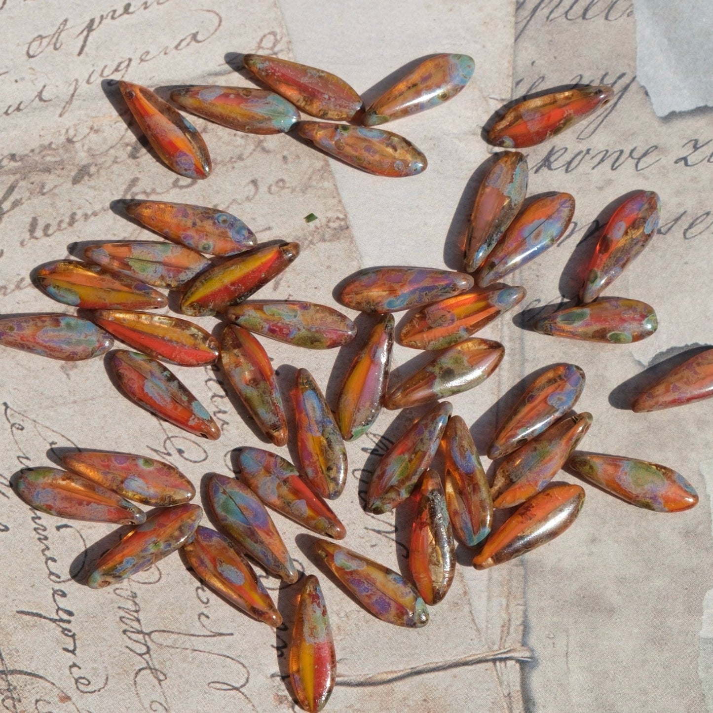 Czech Glass Beads Sword Beads Picasso Style Dagger Beads for DIY Jewelry Making - BEADIFUL