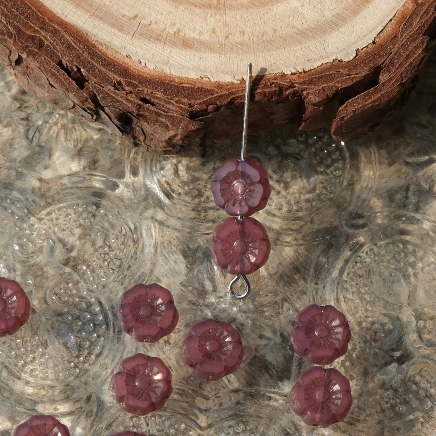 10pcs 7mm Small Czech Glass Beads Hibiscus Flower Beads Vintage Style Beads for Jewelry Making - BEADIFUL