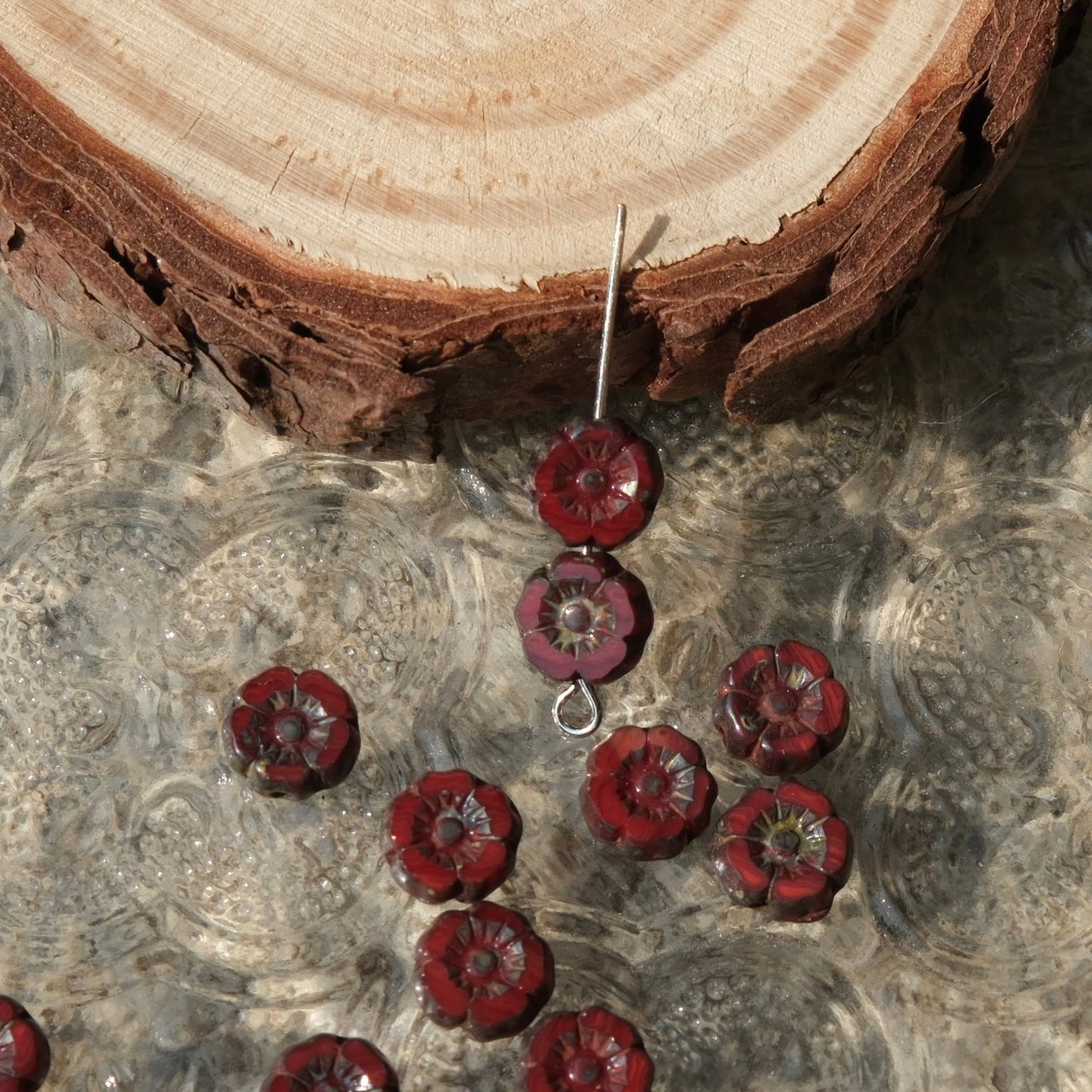 10pcs 7mm Small Czech Glass Beads Hibiscus Flower Beads Vintage Style Beads for Jewelry Making - BEADIFUL