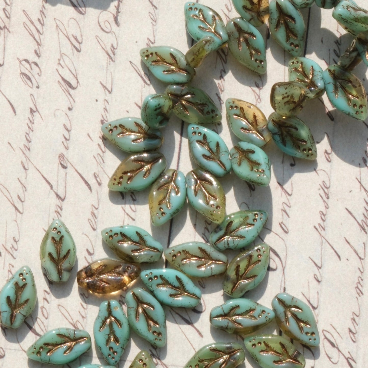 10pcs Czech Glass Beads Leaf Shape 6x10mm for Jewelry Making - BEADIFUL