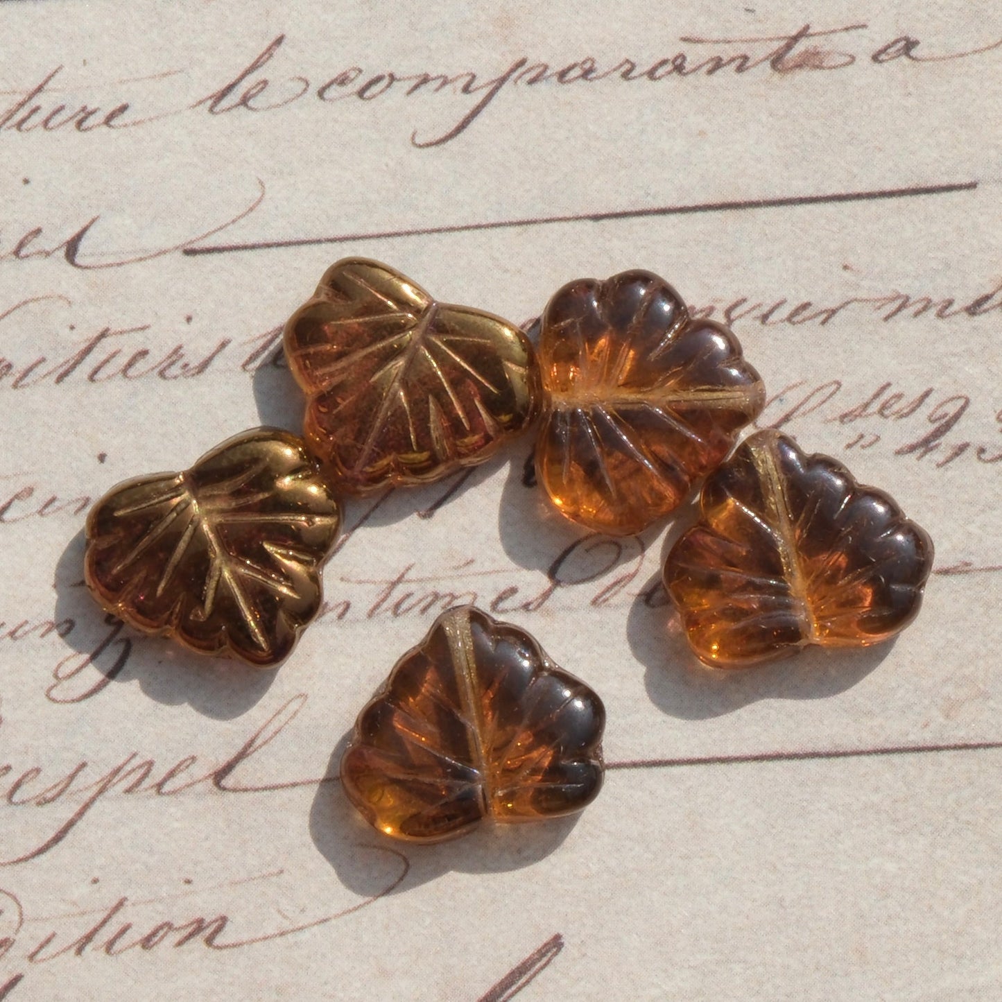 10pcs Czech Glass Beads Maple Leaf Shape 11x13mm Beads for Jewelry Making - BEADIFUL