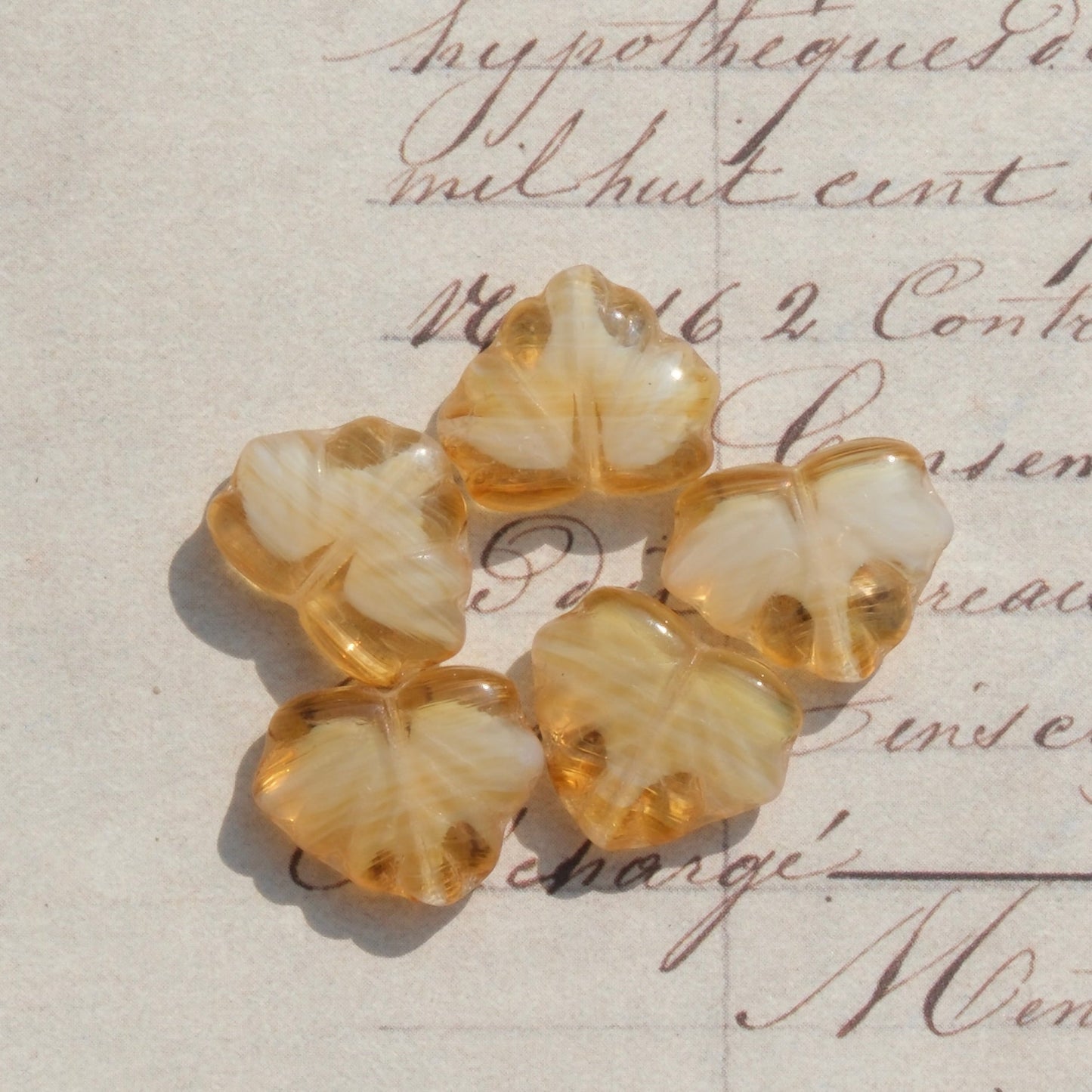 10pcs Czech Glass Beads Maple Leaf Shape 11x13mm Beads for Jewelry Making - BEADIFUL