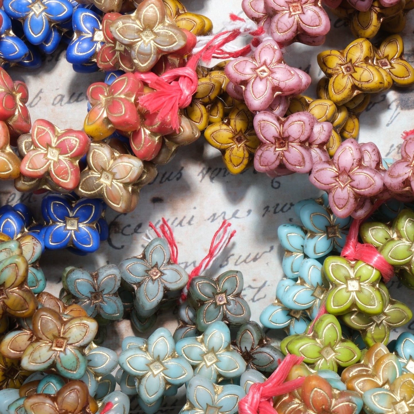 17mm Cross Flower Clover Czech Glass Beads for DIY Jewelry Making - BEADIFUL