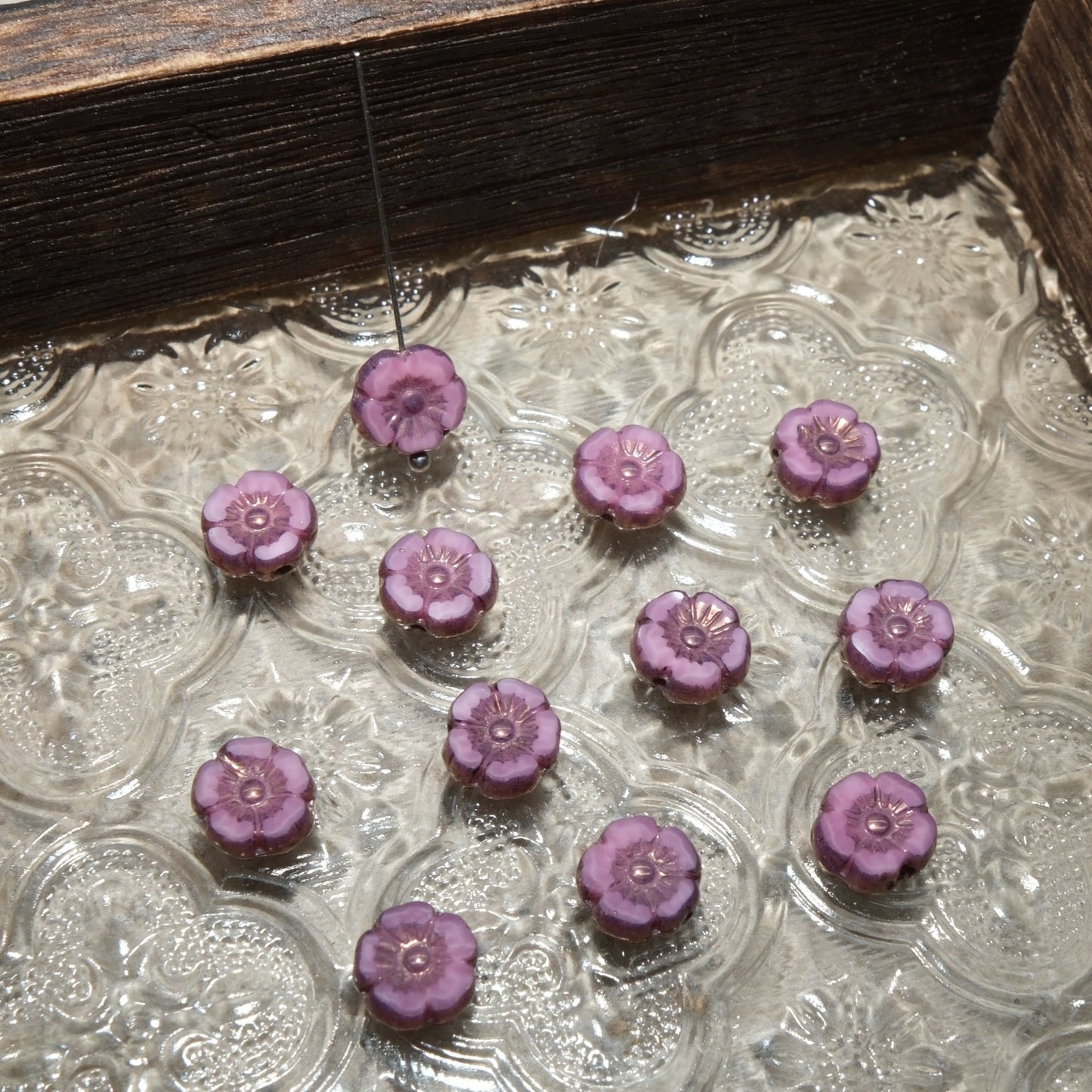 1pc 10mm Small Czech Glass Beads Hibiscus Flower Beads Vintage Style Beads for Jewelry Making - BEADIFUL