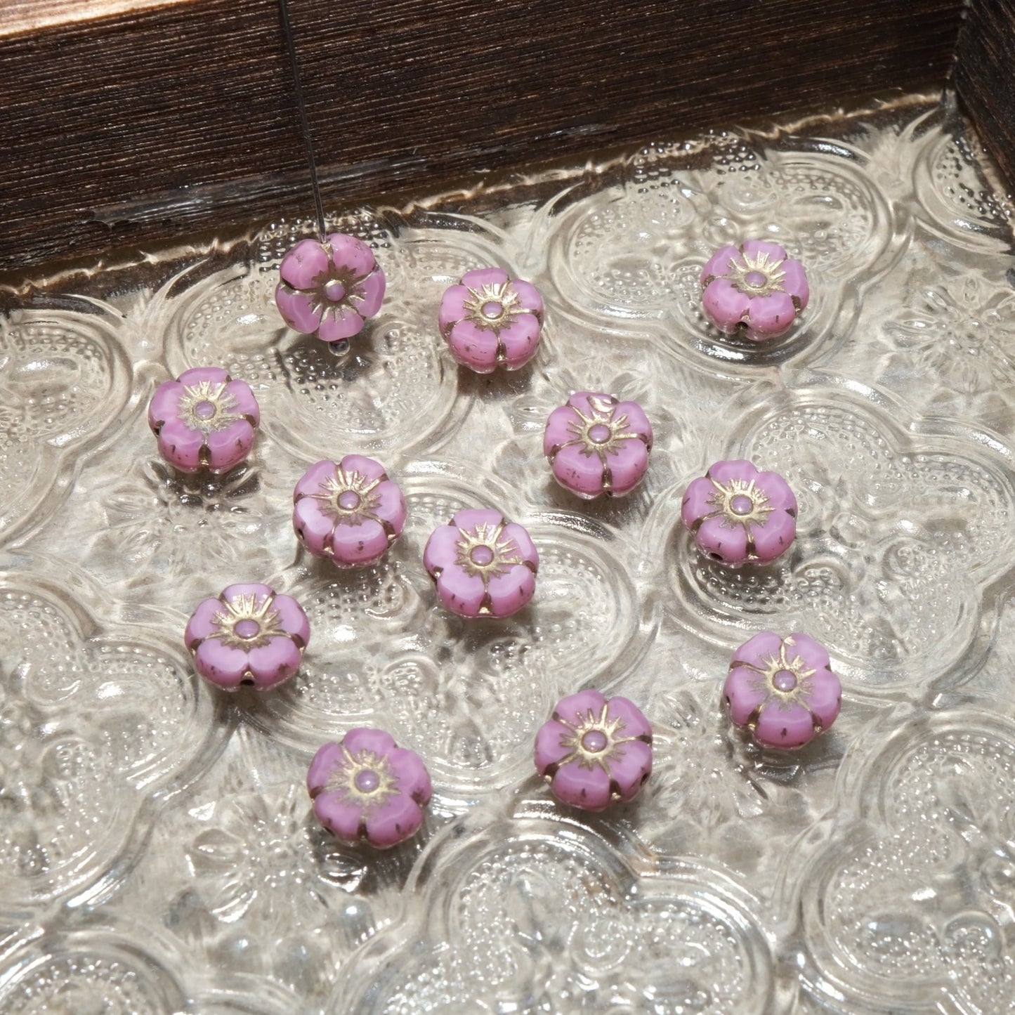 1pc 10mm Small Czech Glass Beads Hibiscus Flower Beads Vintage Style Beads for Jewelry Making - BEADIFUL