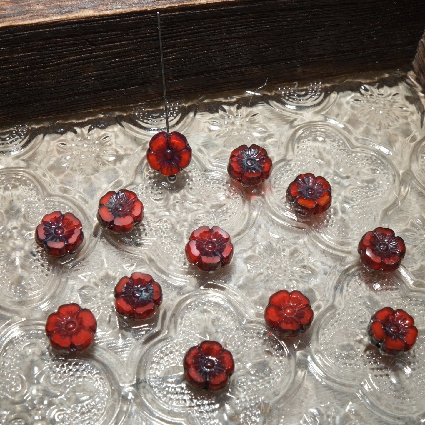 1pc 10mm Small Czech Glass Beads Hibiscus Flower Beads Vintage Style Beads for Jewelry Making - BEADIFUL