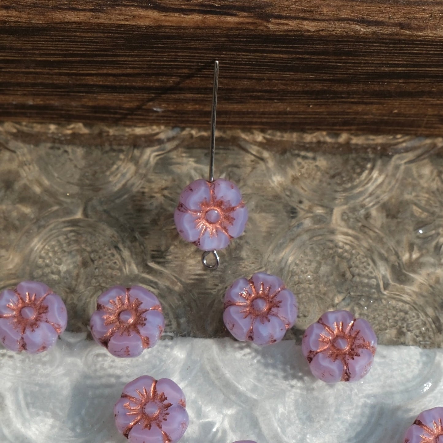 1pc 10mm Small Czech Glass Beads Hibiscus Flower Beads Vintage Style Beads for Jewelry Making - BEADIFUL