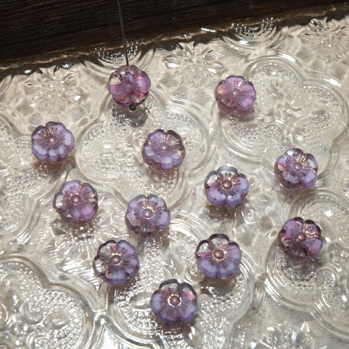 1pc 10mm Small Czech Glass Beads Hibiscus Flower Beads Vintage Style Beads for Jewelry Making - BEADIFUL
