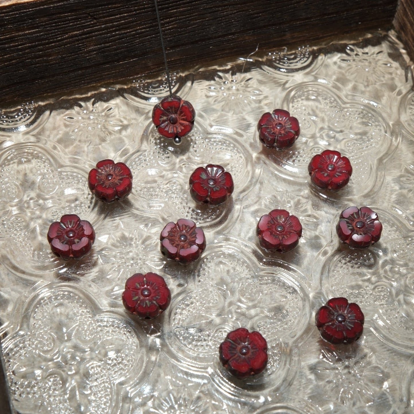 1pc 10mm Small Czech Glass Beads Hibiscus Flower Beads Vintage Style Beads for Jewelry Making - BEADIFUL