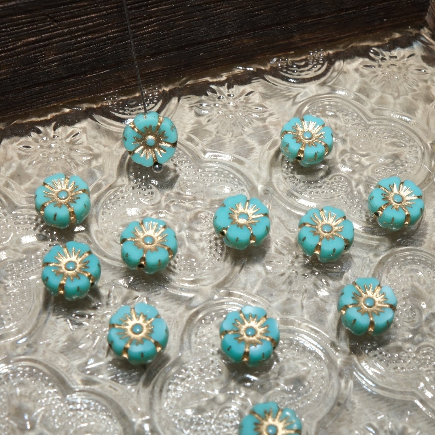 1pc 10mm Small Czech Glass Beads Hibiscus Flower Beads Vintage Style Beads for Jewelry Making - BEADIFUL