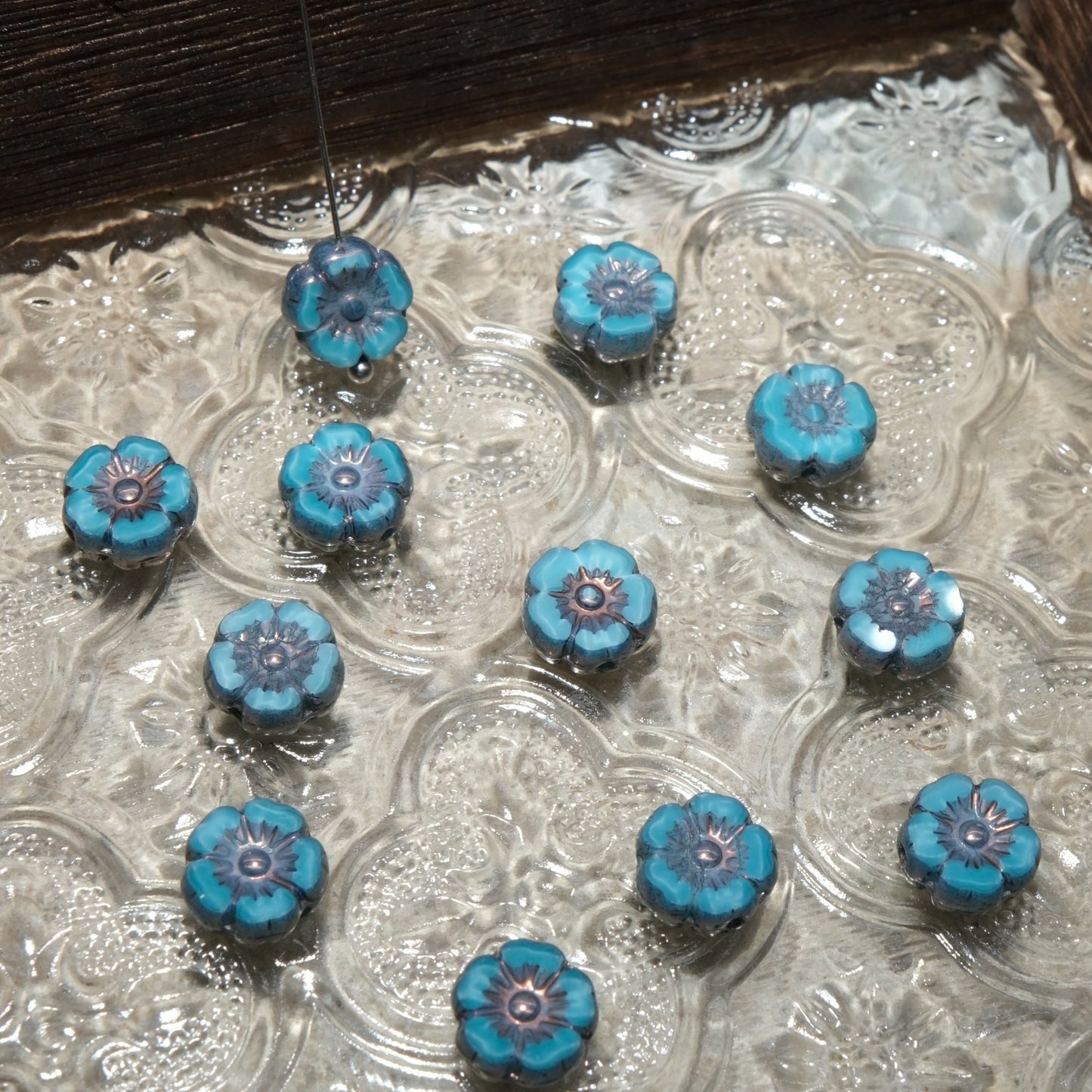 1pc 10mm Small Czech Glass Beads Hibiscus Flower Beads Vintage Style Beads for Jewelry Making - BEADIFUL