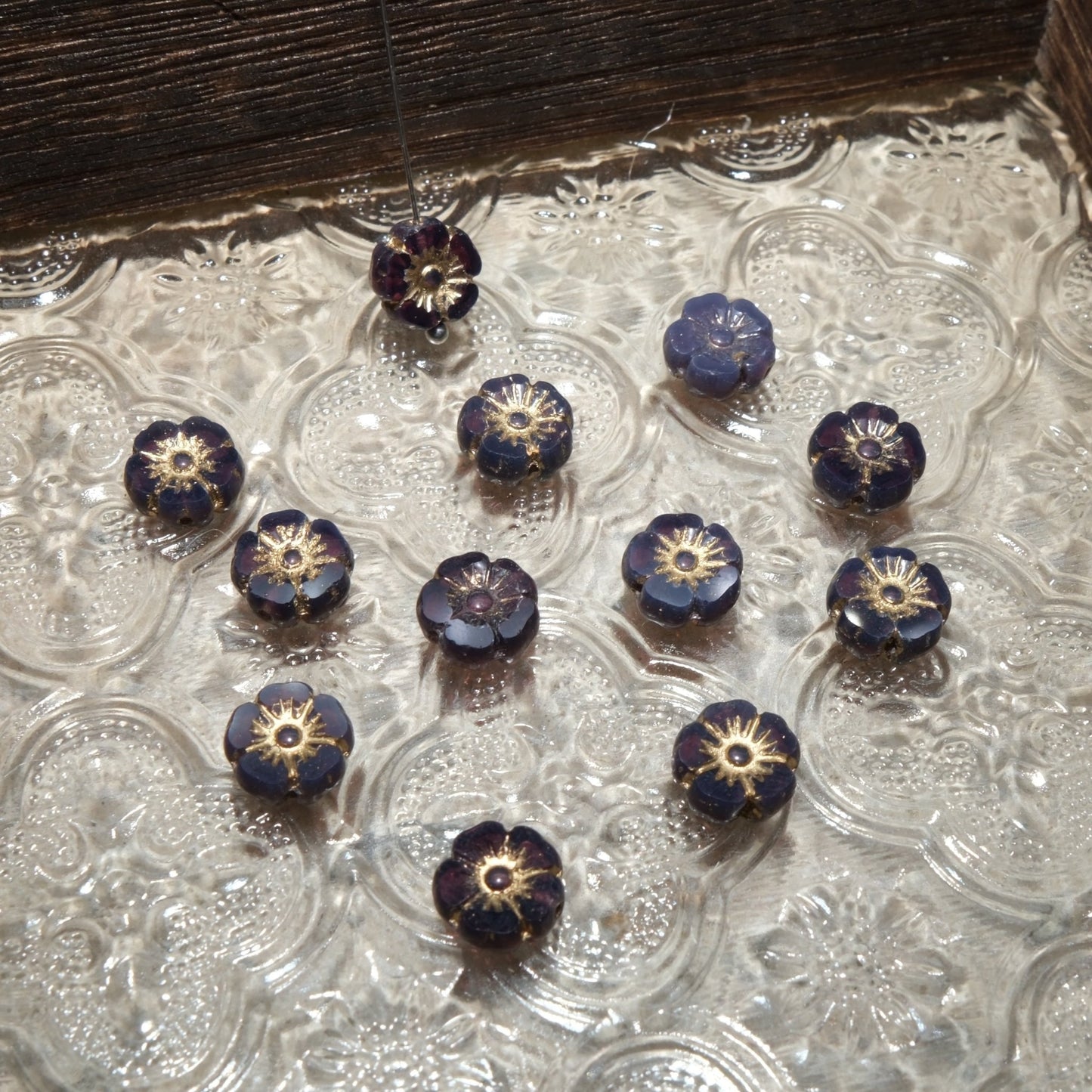 1pc 10mm Small Czech Glass Beads Hibiscus Flower Beads Vintage Style Beads for Jewelry Making - BEADIFUL