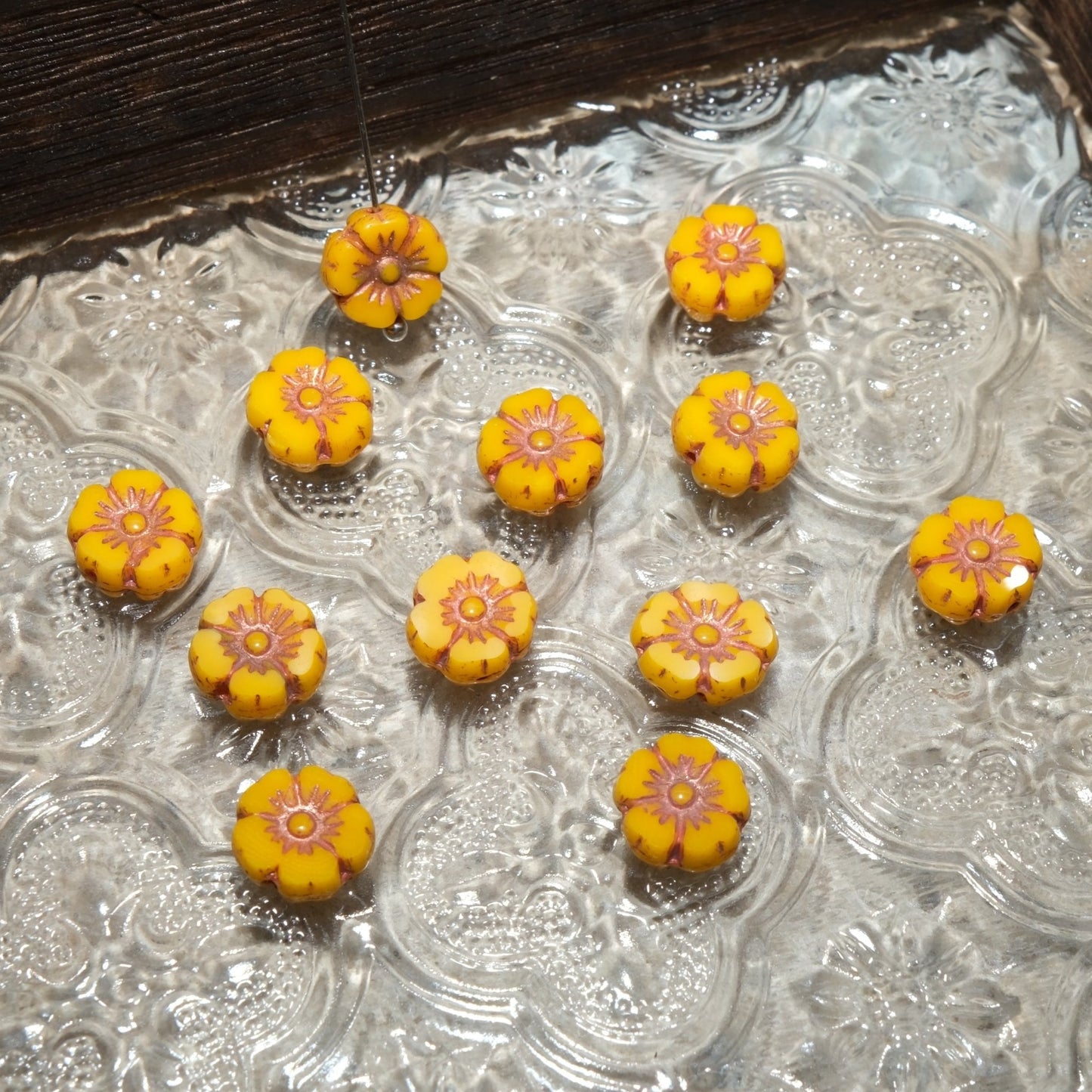 1pc 10mm Small Czech Glass Beads Hibiscus Flower Beads Vintage Style Beads for Jewelry Making - BEADIFUL