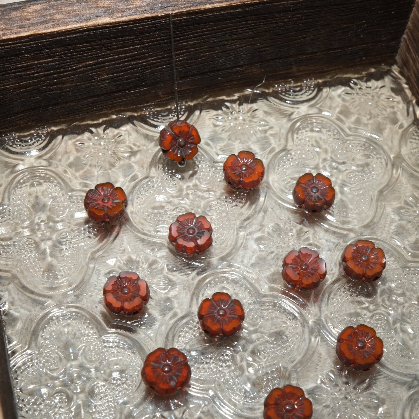 1pc 10mm Small Czech Glass Beads Hibiscus Flower Beads Vintage Style Beads for Jewelry Making - BEADIFUL