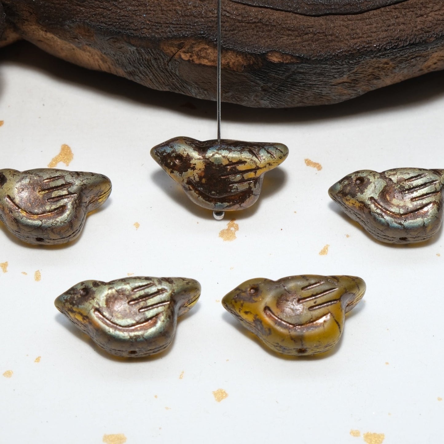 1pc 11x12mm Bird Shape Czech Glass Beads for DIY Jewelry Making - BEADIFUL