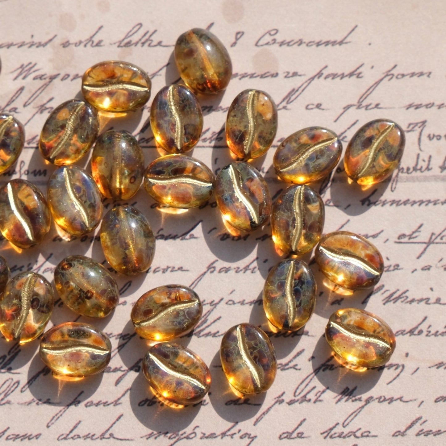 1pc 11x8mm Picasso Color Coffee Bean Czech Glass Beads for DIY Jewelry Making - BEADIFUL