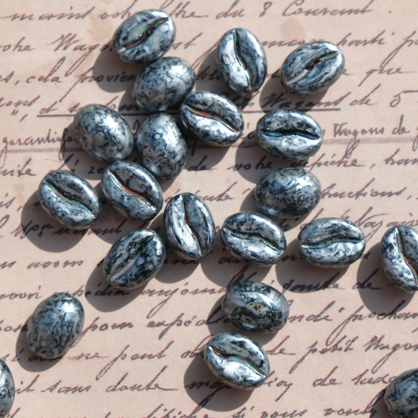 1pc 11x8mm Picasso Color Coffee Bean Czech Glass Beads for DIY Jewelry Making - BEADIFUL