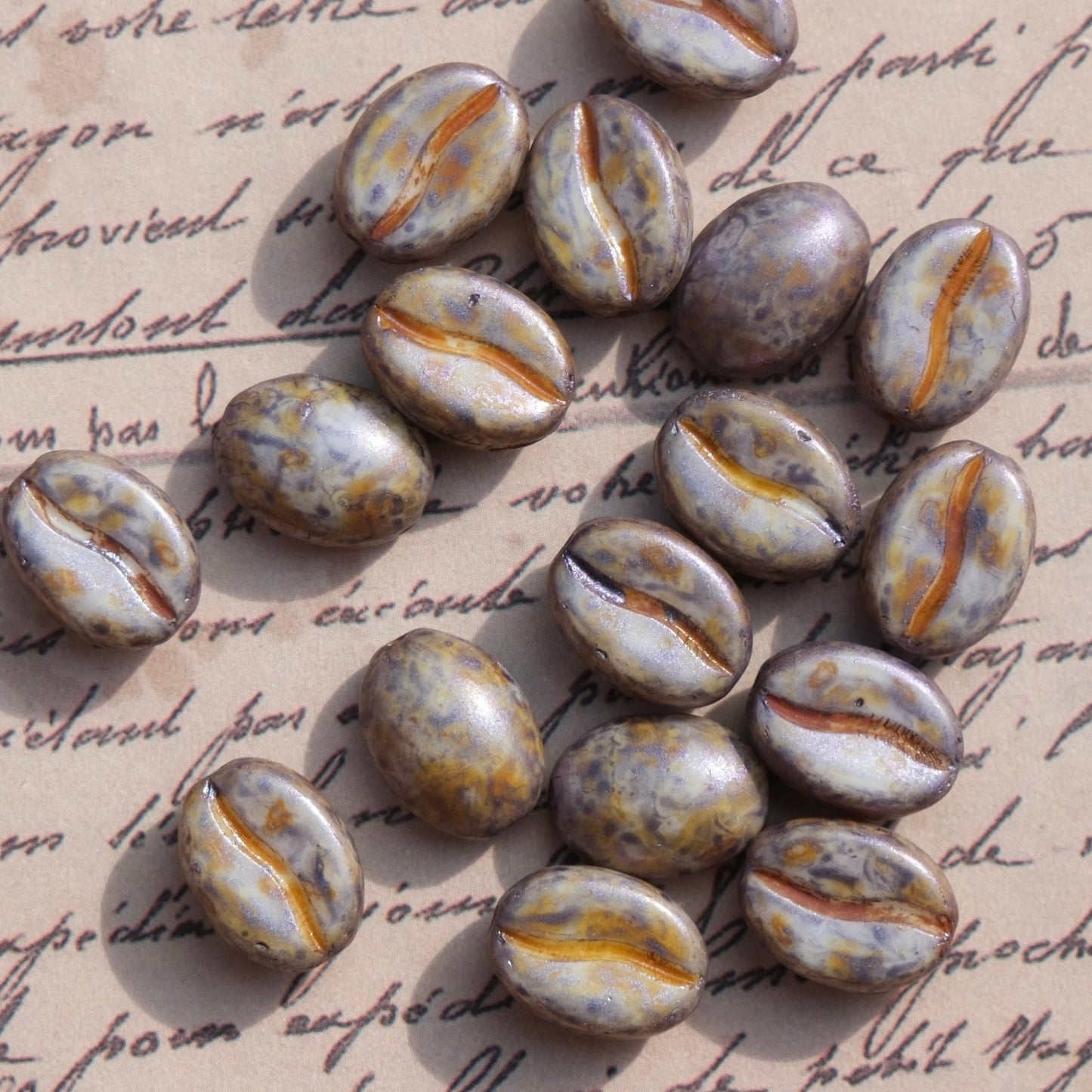 1pc 11x8mm Picasso Color Coffee Bean Czech Glass Beads for DIY Jewelry Making - BEADIFUL