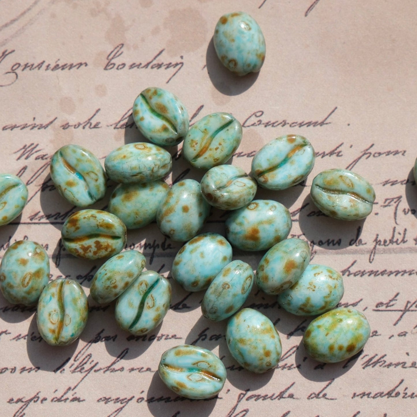 1pc 11x8mm Picasso Color Coffee Bean Czech Glass Beads for DIY Jewelry Making - BEADIFUL