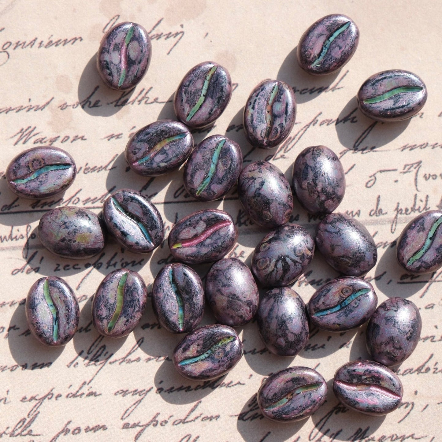 1pc 11x8mm Picasso Color Coffee Bean Czech Glass Beads for DIY Jewelry Making - BEADIFUL