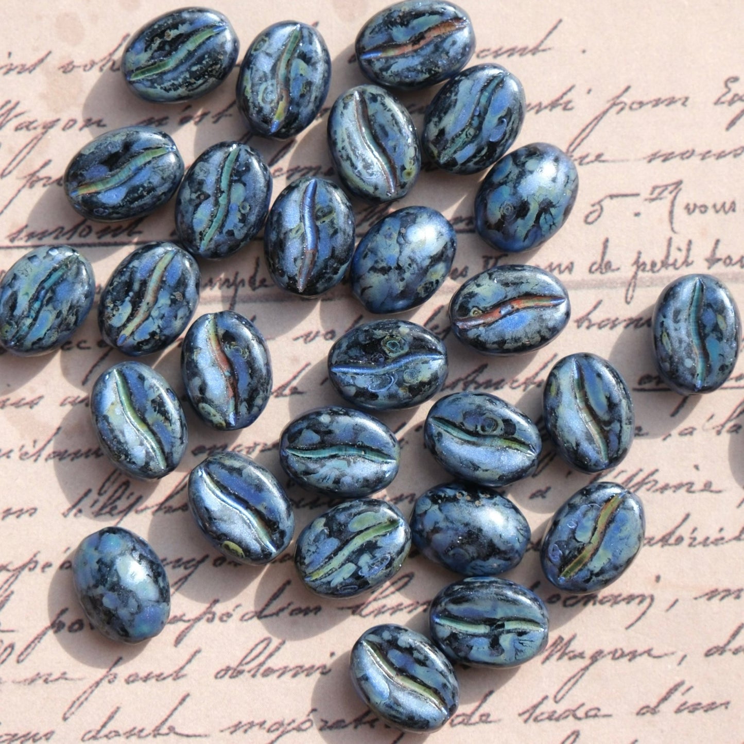 1pc 11x8mm Picasso Color Coffee Bean Czech Glass Beads for DIY Jewelry Making - BEADIFUL