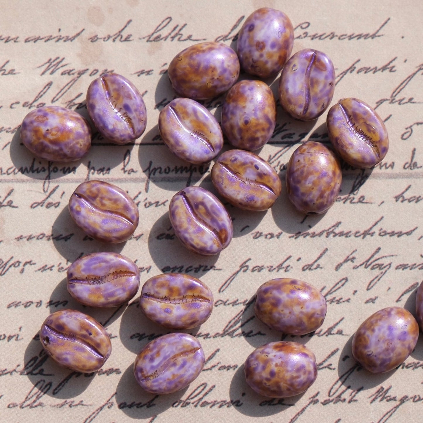 1pc 11x8mm Picasso Color Coffee Bean Czech Glass Beads for DIY Jewelry Making - BEADIFUL