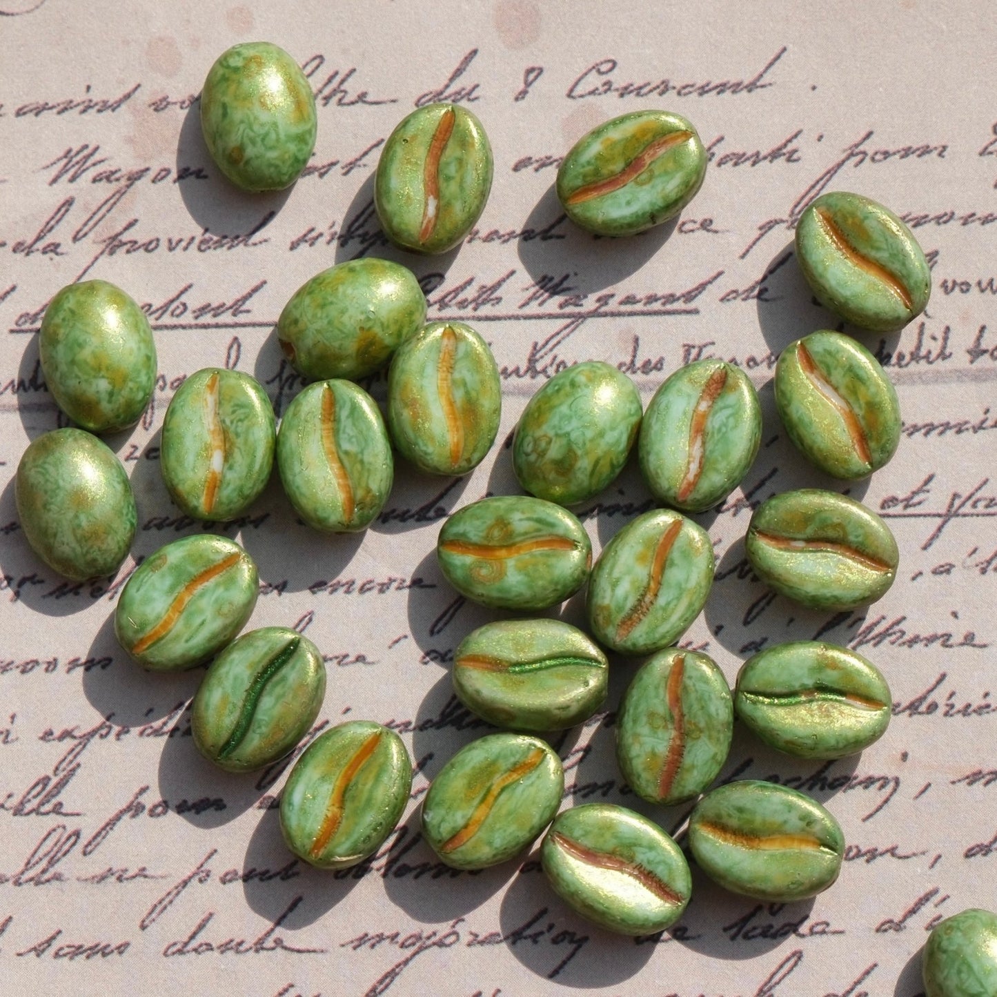 1pc 11x8mm Picasso Color Coffee Bean Czech Glass Beads for DIY Jewelry Making - BEADIFUL