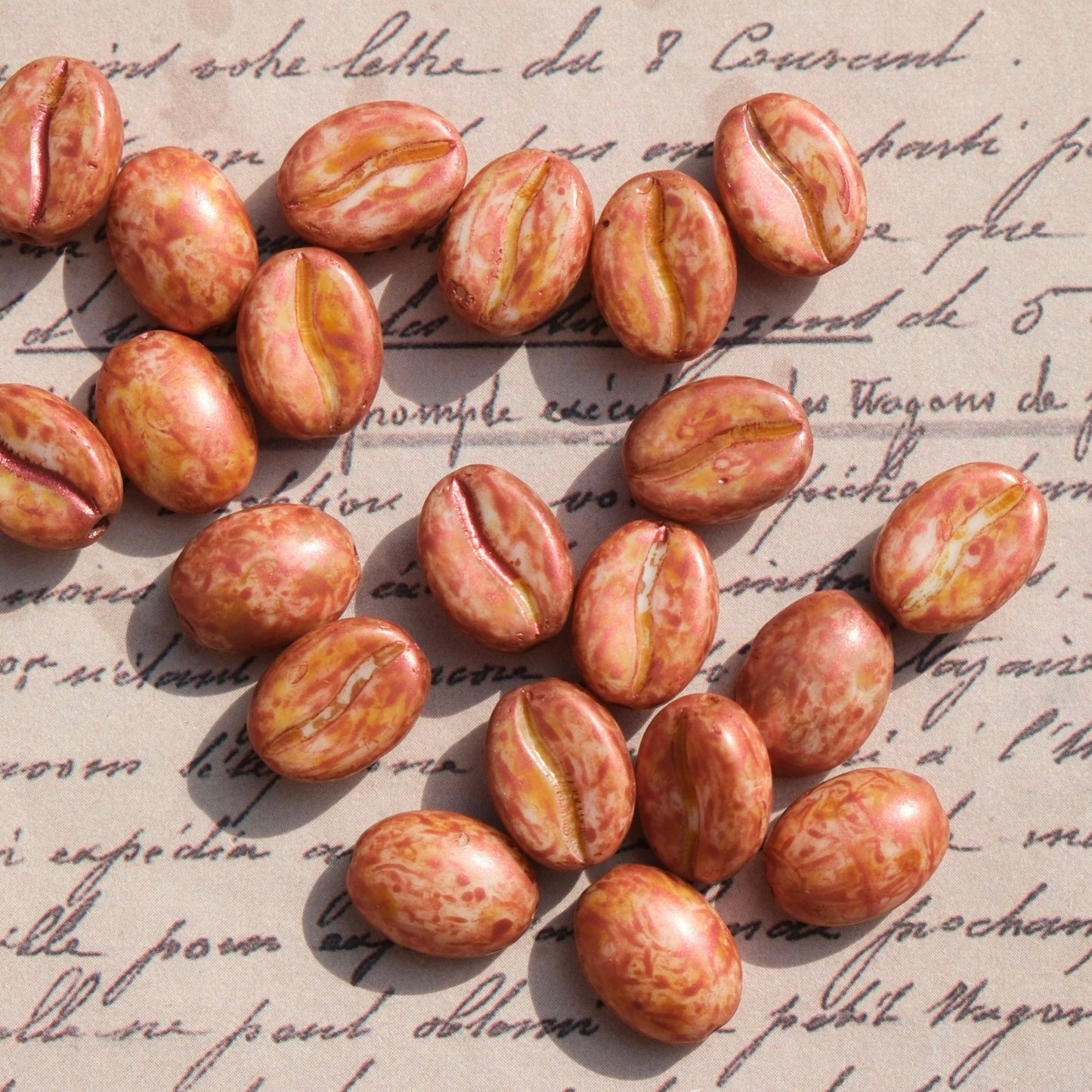 1pc 11x8mm Picasso Color Coffee Bean Czech Glass Beads for DIY Jewelry Making - BEADIFUL