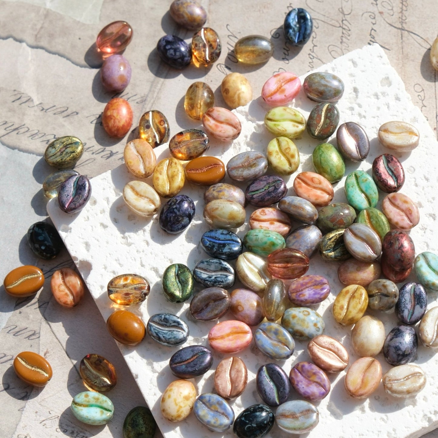 1pc 11x8mm Picasso Color Coffee Bean Czech Glass Beads for DIY Jewelry Making - BEADIFUL