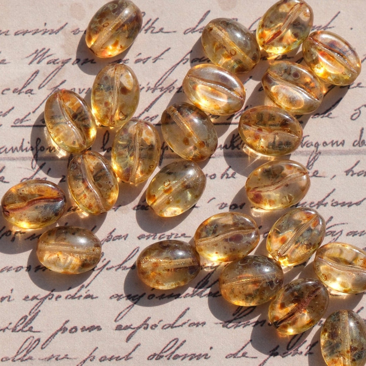 1pc 11x8mm Picasso Color Coffee Bean Czech Glass Beads for DIY Jewelry Making - BEADIFUL