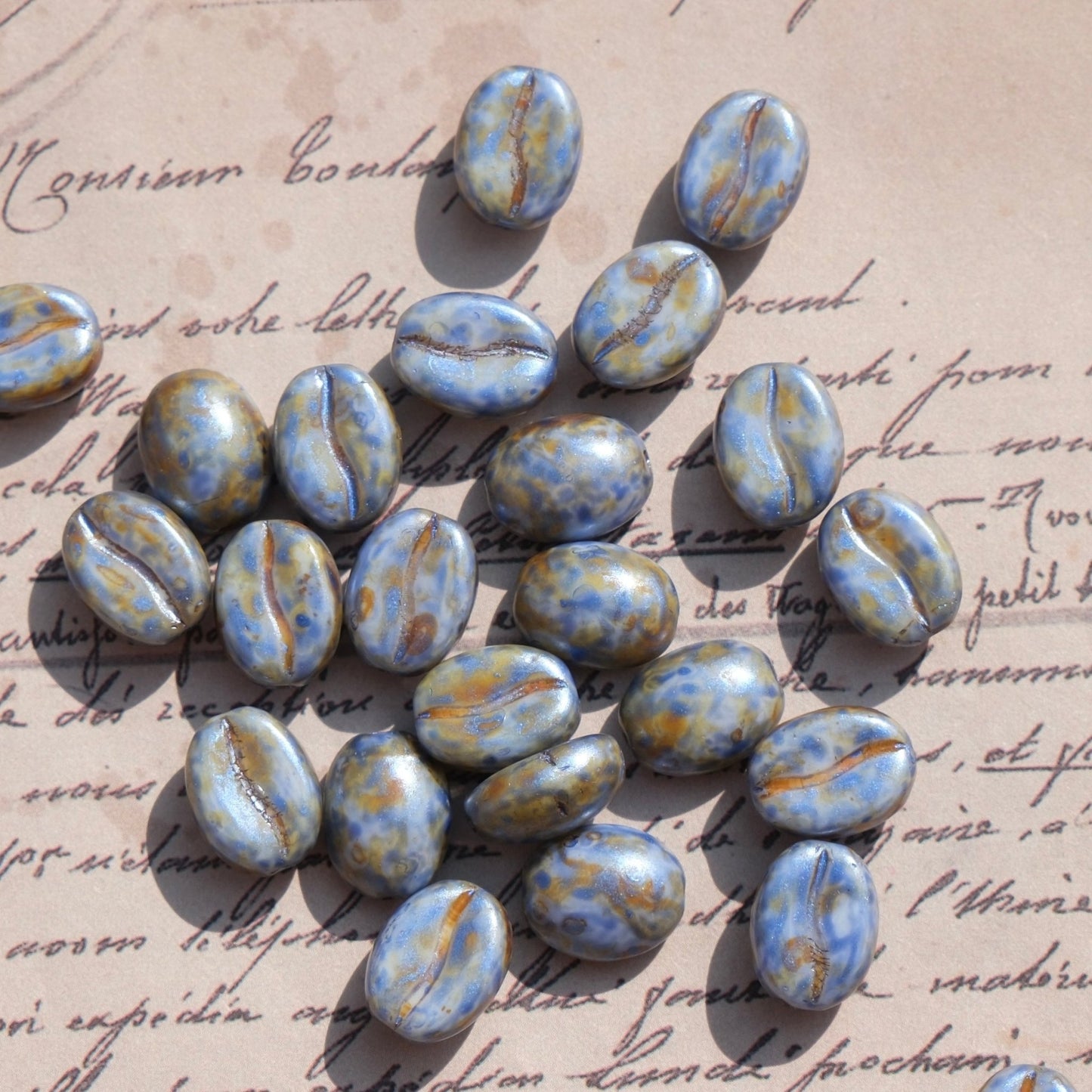 1pc 11x8mm Picasso Color Coffee Bean Czech Glass Beads for DIY Jewelry Making - BEADIFUL