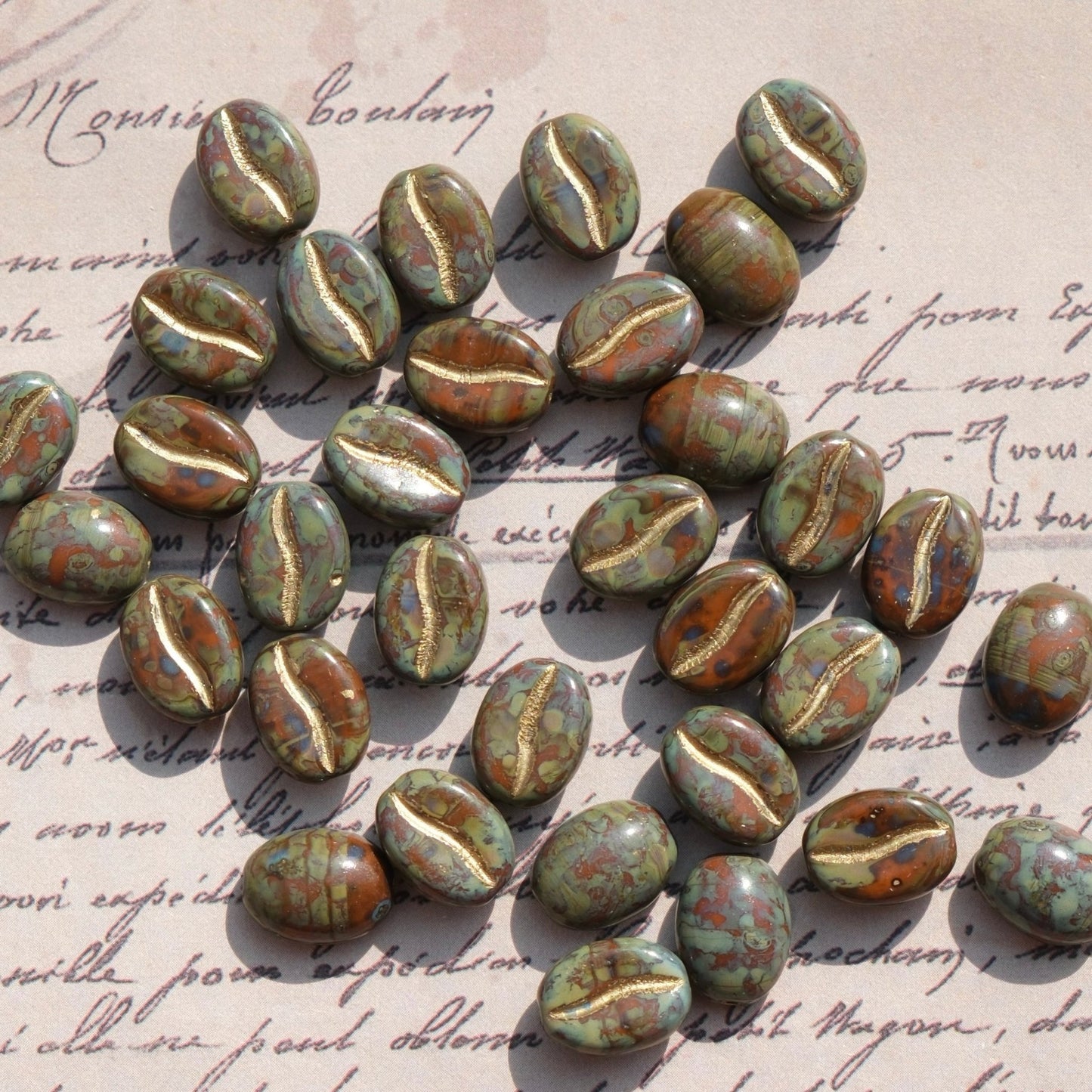1pc 11x8mm Picasso Color Coffee Bean Czech Glass Beads for DIY Jewelry Making - BEADIFUL