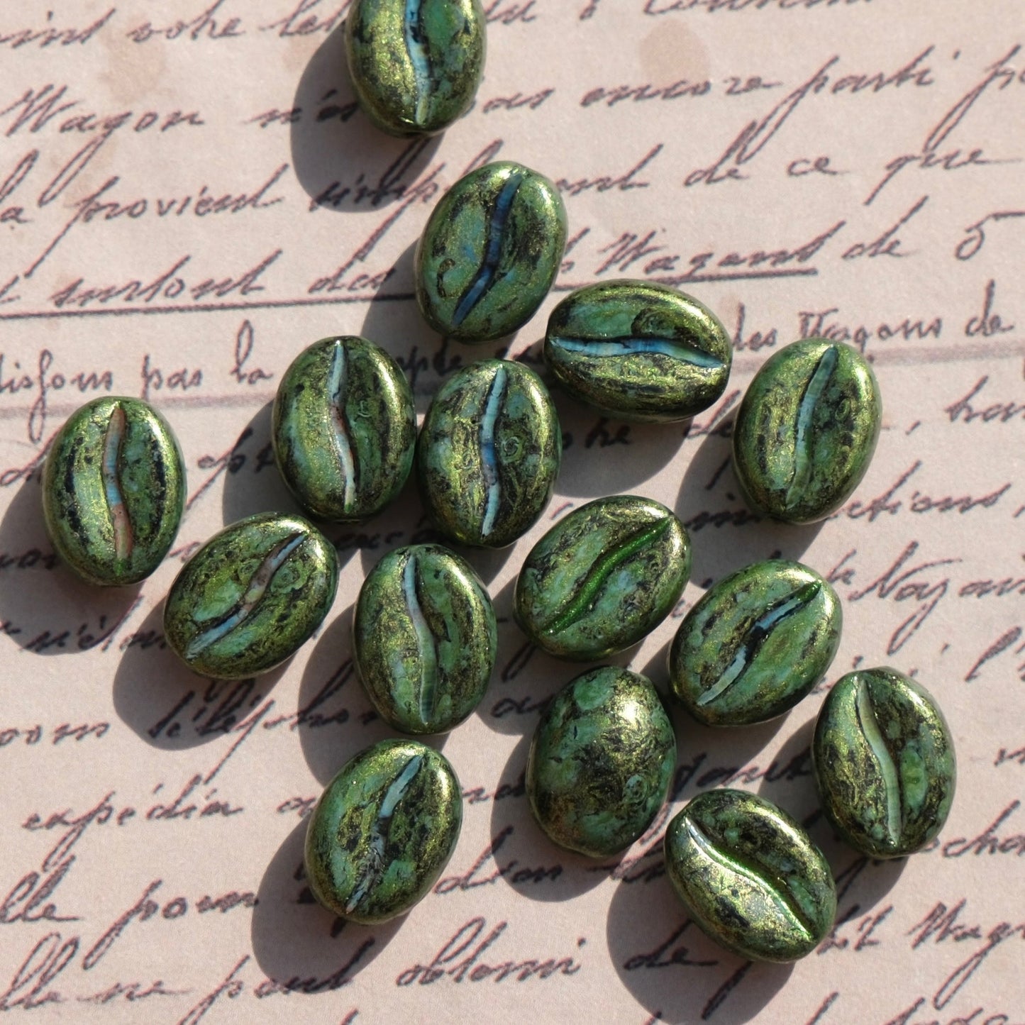 1pc 11x8mm Picasso Color Coffee Bean Czech Glass Beads for DIY Jewelry Making - BEADIFUL