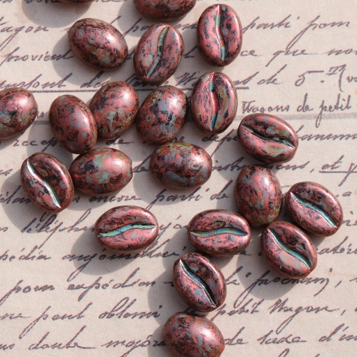 1pc 11x8mm Picasso Color Coffee Bean Czech Glass Beads for DIY Jewelry Making - BEADIFUL