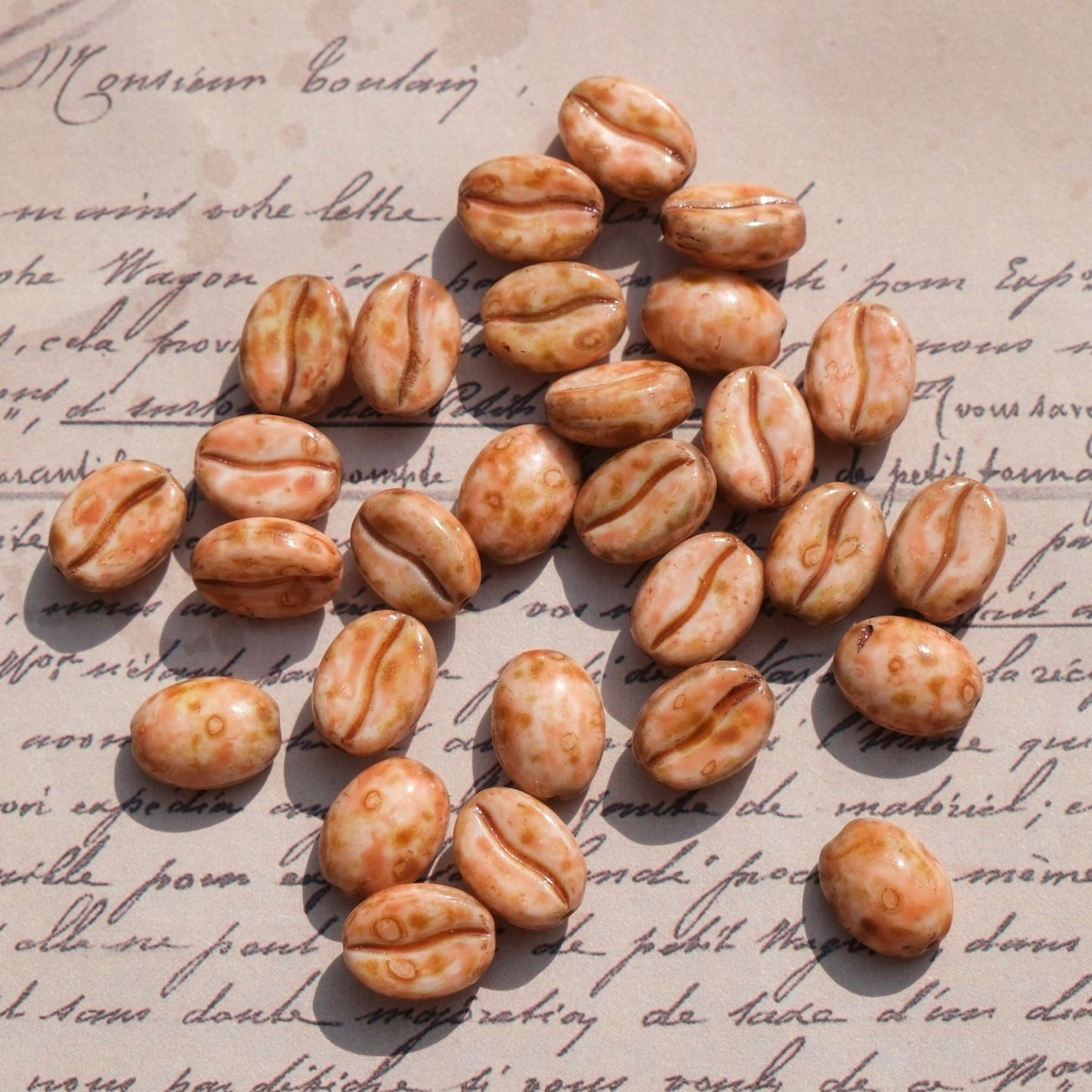 1pc 11x8mm Picasso Color Coffee Bean Czech Glass Beads for DIY Jewelry Making - BEADIFUL