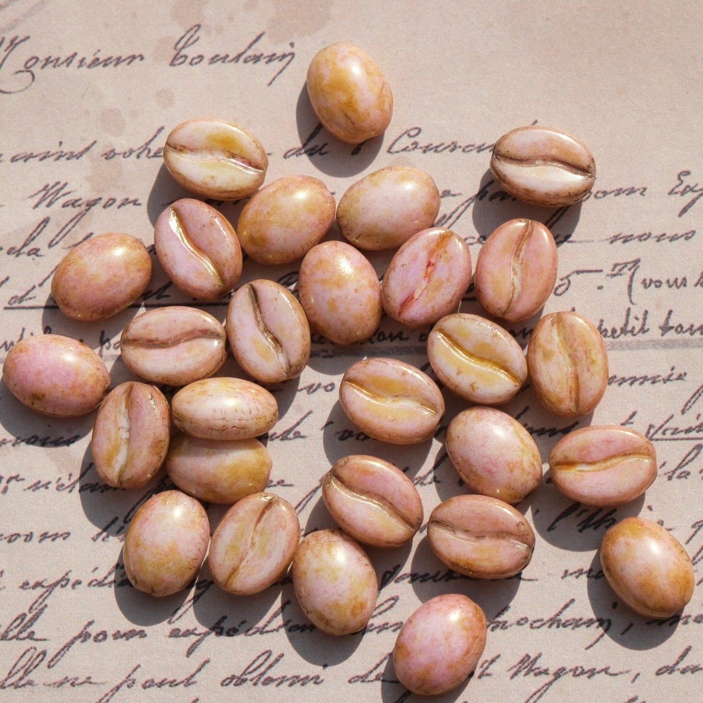 1pc 11x8mm Picasso Color Coffee Bean Czech Glass Beads for DIY Jewelry Making - BEADIFUL