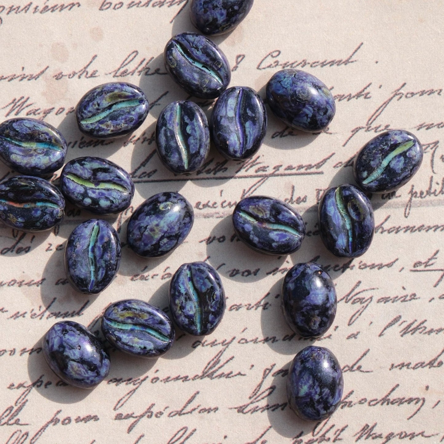 1pc 11x8mm Picasso Color Coffee Bean Czech Glass Beads for DIY Jewelry Making - BEADIFUL