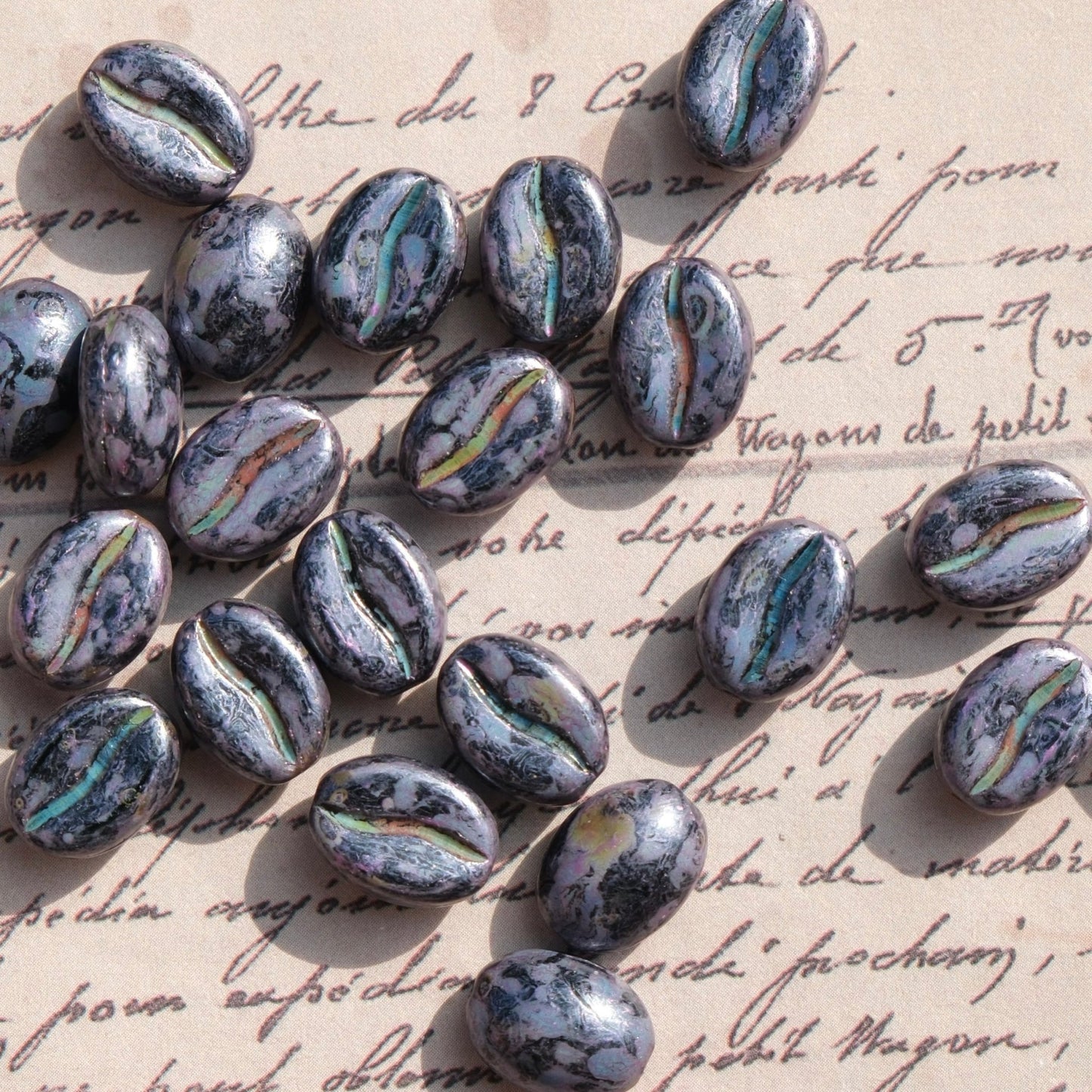 1pc 11x8mm Picasso Color Coffee Bean Czech Glass Beads for DIY Jewelry Making - BEADIFUL