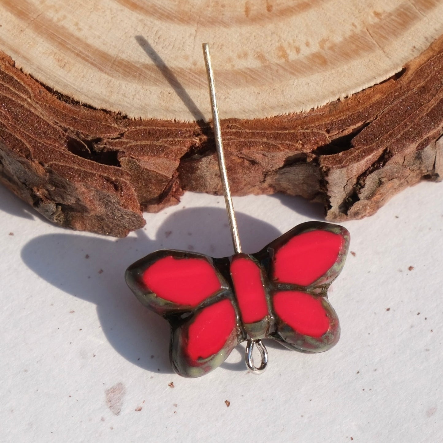 2/5 pcs Butterfly Czech Glass Beads , 20x12mm Transparent Animal Jewelry making beads - BEADIFUL