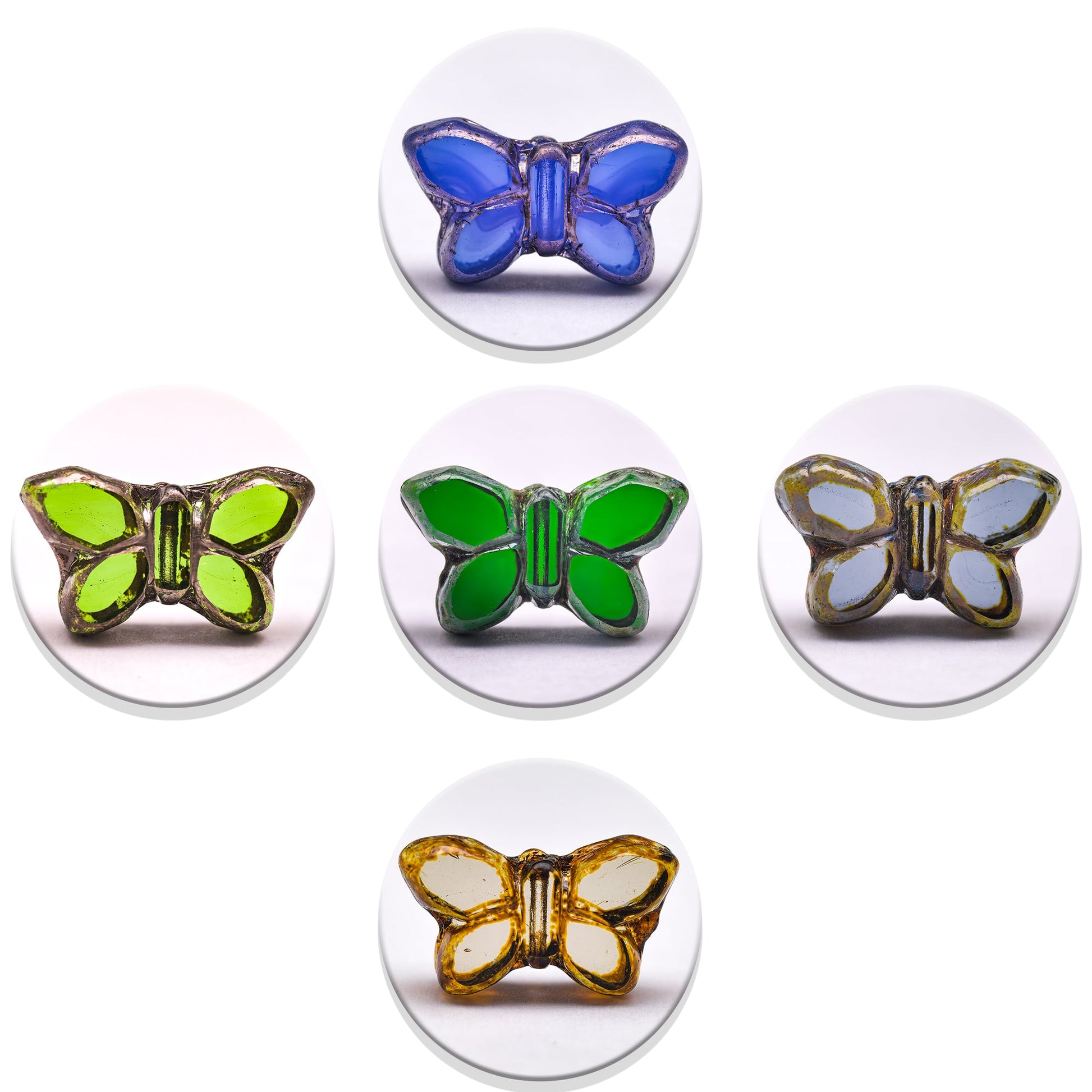 2/5 pcs Butterfly Czech Glass Beads , 20x12mm Transparent Animal Jewelry making beads - BEADIFUL