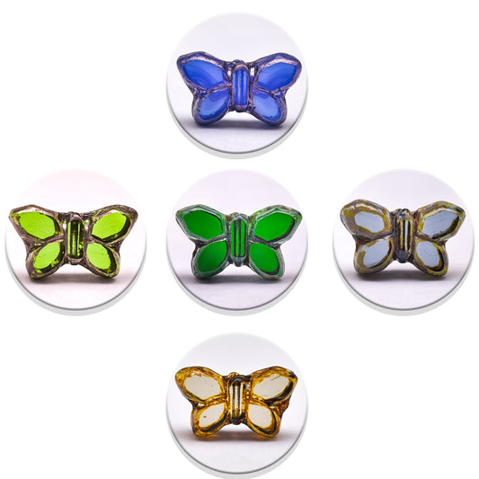2/5 pcs Butterfly Czech Glass Beads , 20x12mm Transparent Animal Jewelry making beads - BEADIFUL