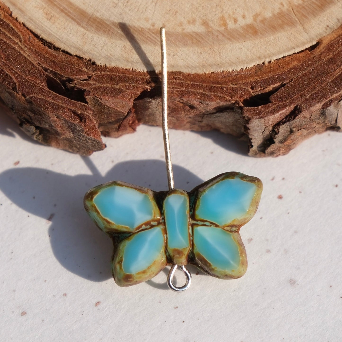 2/5 pcs Butterfly Czech Glass Beads , 20x12mm Transparent Animal Jewelry making beads - BEADIFUL