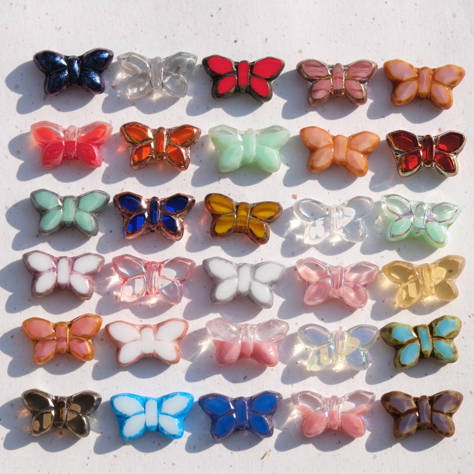 2/5 pcs Butterfly Czech Glass Beads , 20x12mm Transparent Animal Jewelry making beads - BEADIFUL