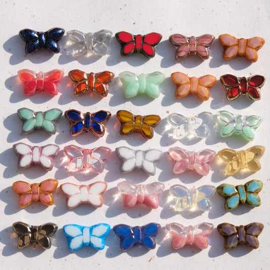 2/5 pcs Butterfly Czech Glass Beads , 20x12mm Transparent Animal Jewelry making beads - BEADIFUL
