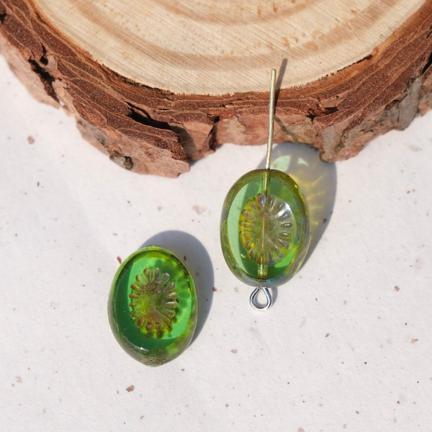 2/5pcs 14x10mm Oval Faceted Kiwi Czech Glass Beads for DIY Jewelry Making - BEADIFUL