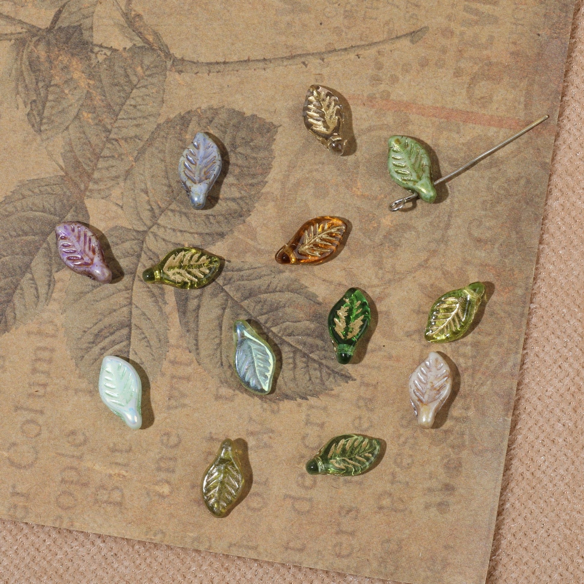 2/5pcs 6x12mm Laurel Leaf Czech Glass Beads for DIY Jewelry Making - BEADIFUL