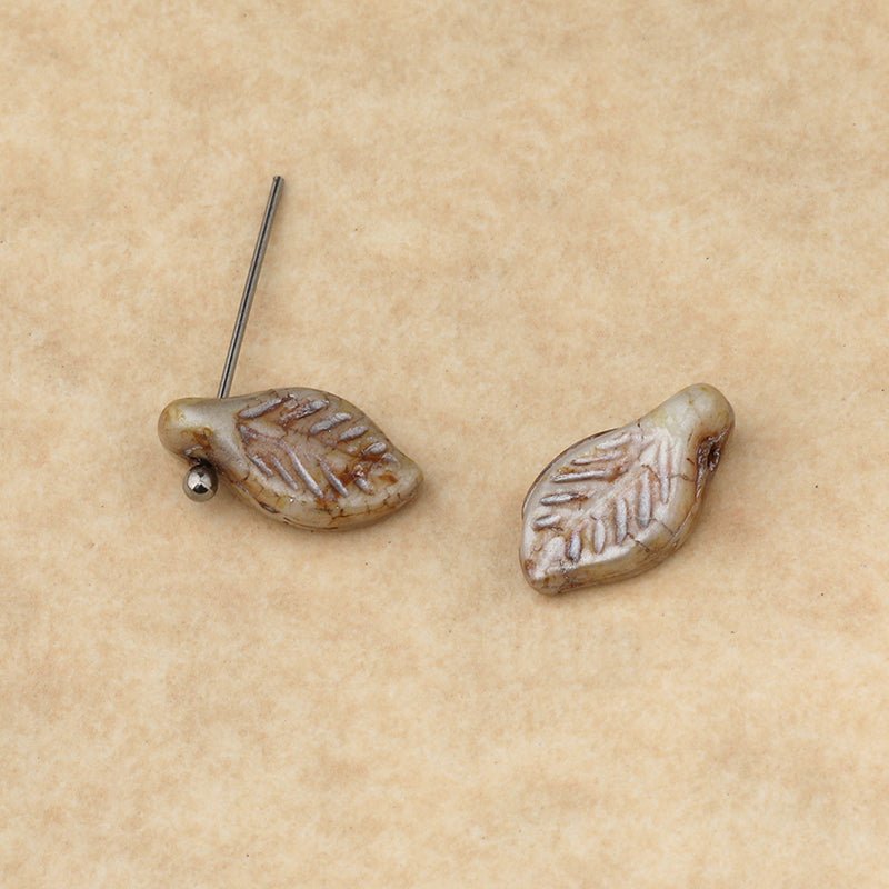 2/5pcs 6x12mm Laurel Leaf Czech Glass Beads for DIY Jewelry Making - BEADIFUL